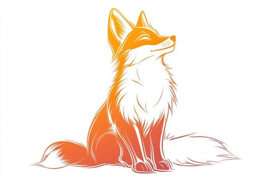 recommend clip art: Line art illustration featuring a warm gradient drawing of a cartoon fox
