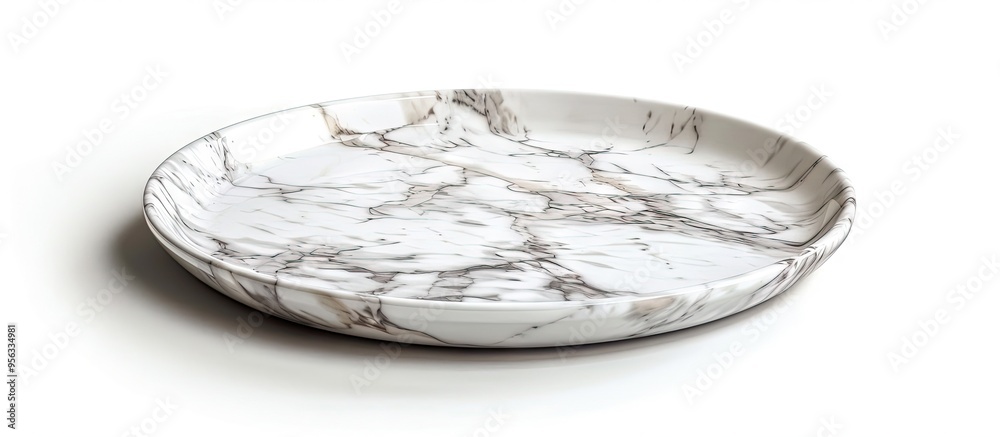 Fototapete isolated marble plate on white backdrop with clipping path for a copy space image