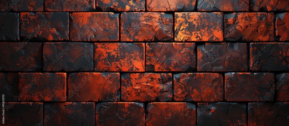 Aufkleber retro style brick wall background with an orange polygonal texture design ideal for a copy space ima