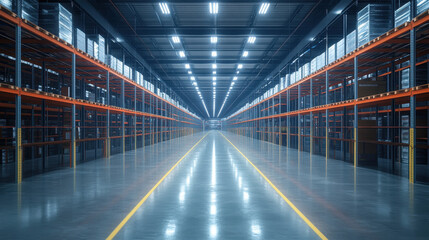 Obraz premium Efficient Warehouse Storage Solutions with Modular Racks and Smart Shelving