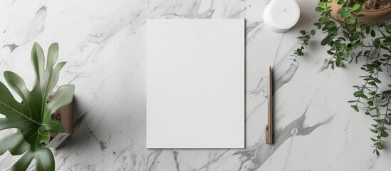 Editable flat lay paper mockup with a high quality JPG copy space image
