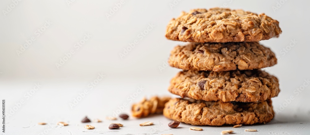 Aufkleber oatmeal cookies a healthy option stand alone on a white backdrop with room for a copy space image