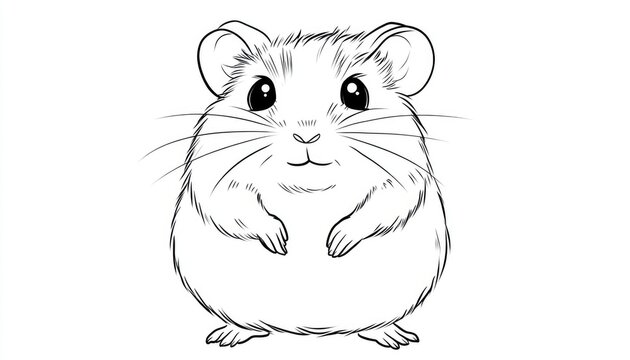 recommend clip art: Line art illustration of a hamster for a children s coloring page