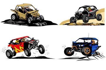 UTV offroading social club logo design vector set	
