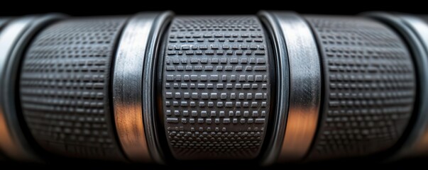 A detailed image of a flexible rubber pipe with metal reinforcements