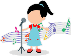 Children Singing With Music Notes Sticker