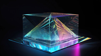 Hologram technology in blue. Presentation of modern communication technology. AI generated.