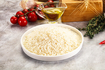 Dry Arborio rice for risotto