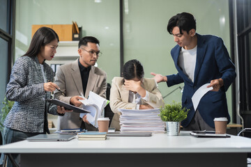 colleagues is angry and blames the team for poor work, team failure is not satisfied with the report.