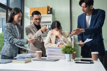 colleagues is angry and blames the team for poor work, team failure is not satisfied with the report.