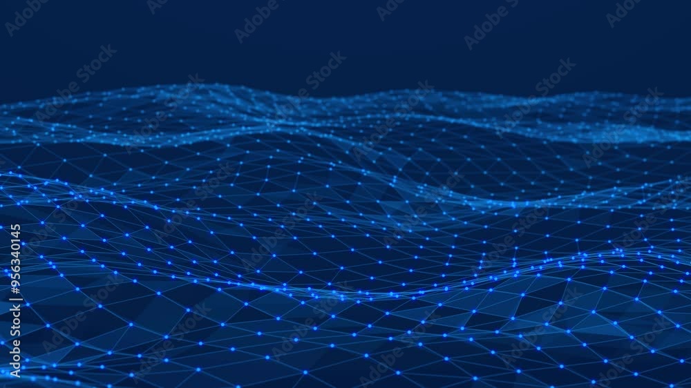 Poster dynamic wave with many dots. abstract motion background of colored dots. technology or science. 3d r