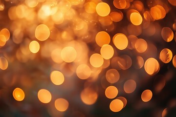 Obraz premium Warm golden bokeh lights create a mesmerizing backdrop, enhancing the ambiance during an evening gathering