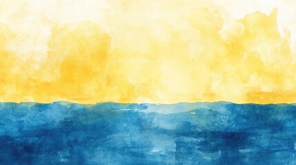 Fototapeta premium Yellow and blue watercolor ocean backdrop