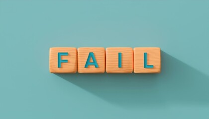 Colorful wooden blocks spell the word 'FAIL' against a minimalistic background, symbolizing setbacks in life and learning.