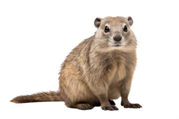Rock hyrax standing on rocky terrain with a transparent background, showcasing the unique texture and natural coloration of this small mammal native to Africa