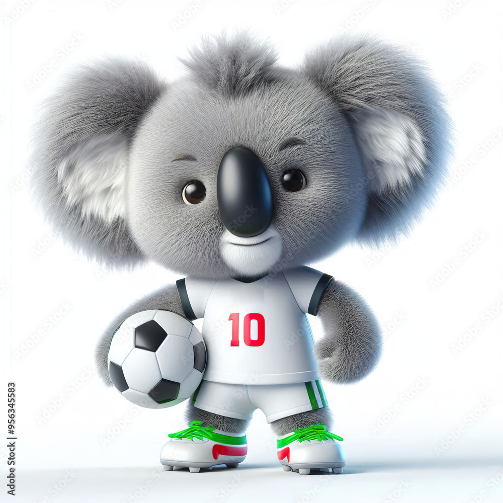 Wall mural a cute 3d fluffy Koala teddy bear character as a football player