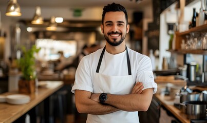 Obraz premium Chef with a white apron, Generative AI