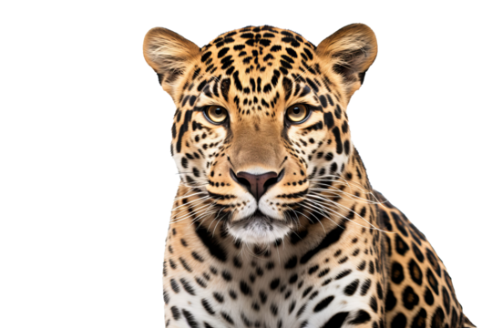 Leopard isolated on transparent background in high-resolution PNG format, ideal for design and digital projects.