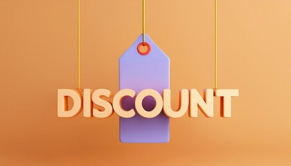 Colorful discount tag hanging on a warm background, perfect for promotions and advertising sales in various businesses.
