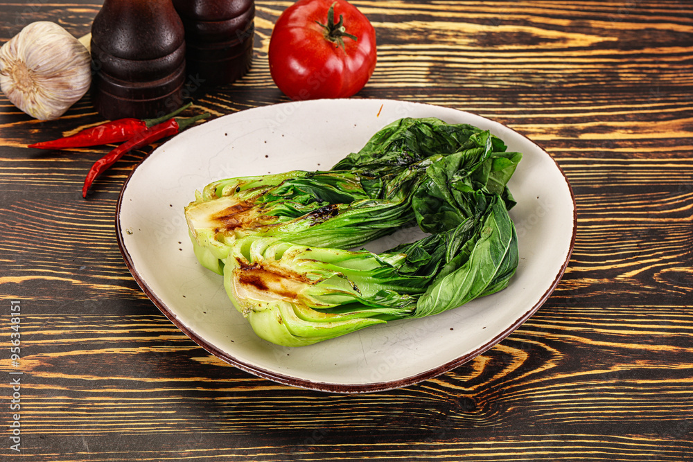 Wall mural Asian grilled Pak Choy salad