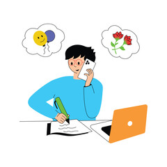 A man Organizing events with precision, event planner character illustration