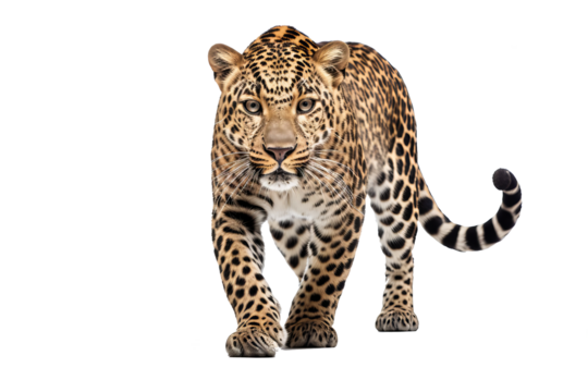 Realistic leopard PNG with transparent background for graphic design, digital art, and creative projects