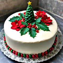 christmas cake on a plate