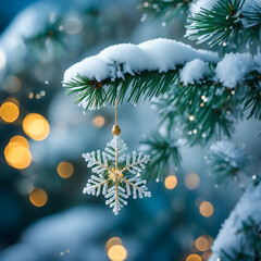 christmas tree with snow