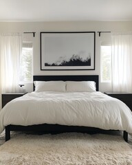 The interior design of this modern bedroom reflects the country, farmhouse style.