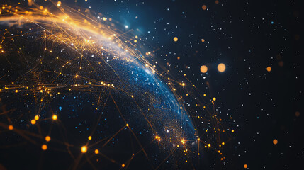 Obraz premium background Innovation network points Earth's surface wave background Abstract digital wave background information technology background The background is the background. gradient wave digital wave ban