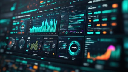 Obraz premium A modern data dashboard displaying vibrant analytics, metrics, and visualizations for effective data management and decision-making
