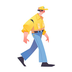 An illustration of a taxi driver walking