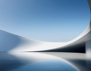 3d render of abstract structure futuristic architecture with empty concrete floor