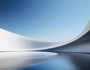 3d render of abstract structure futuristic architecture with empty concrete floor