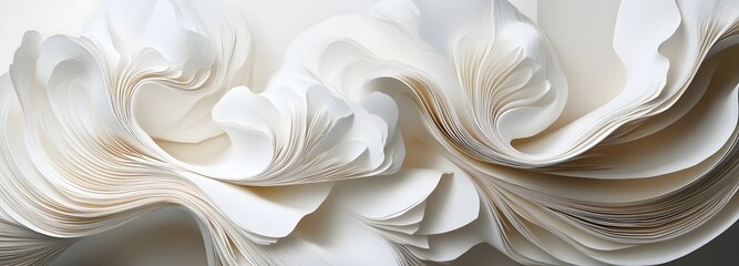 42. Abstract, layered paper elements creating a flowing, dynamic 3D composition with varying depths