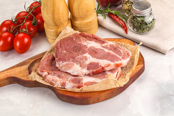 Raw pork neck steak sirloin