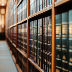 law library with rows of books side view
