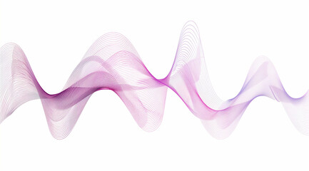 Abstract sound wave vector line drawing on white background in pink