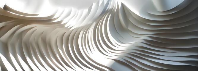 30. A cascade of geometric paper cutouts creating a layered, three-dimensional arrangement with dynamic shadows