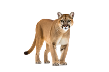 High-resolution cougar isolated on transparent background for wildlife design projects and nature-themed illustrations featuring majestic big cat concepts