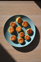 Close-up of homemade cottage cheese syrniki