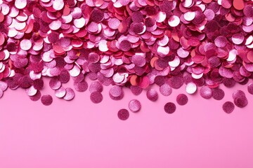 Obraz premium Pink Glitter Confetti on a Pink Background