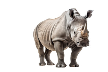 Fototapeta premium High-resolution rhinoceros isolated on transparent background, ideal for wildlife conservation themes, educational projects, and nature-inspired illustrations featuring majestic African animal designs