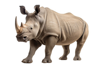 Fototapeta premium High-resolution rhinoceros isolated on transparent background, ideal for wildlife conservation themes, educational projects, and nature-inspired illustrations featuring majestic African animal designs