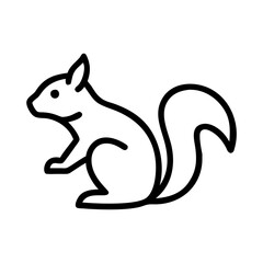 Icon of Sitting Squirrel in Minimalist Line Art, Black and White, Nature Concept