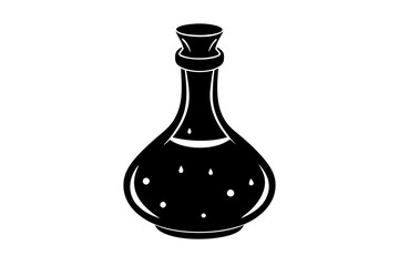 halloween bottle with magic potions and poisons vector. silhouette of a witch's poison bottle. Nostrum or arcanum. Vintage style.