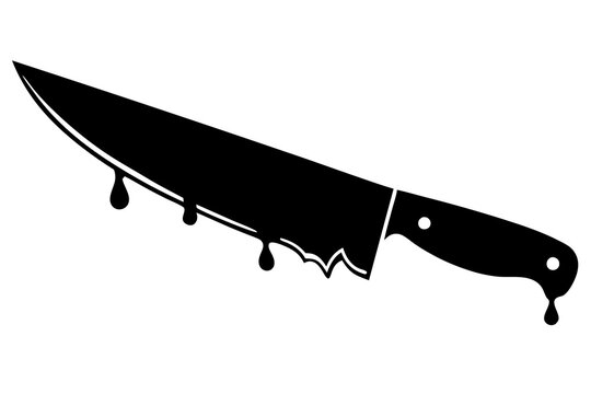 Bloody Knife Silhouette, Visual Illustration for Genre Horror, Thriller, Gore, Sadistic, Splatter, Slasher, Mystery, Scary or Halloween Poster Film Movie. Vector Illustration