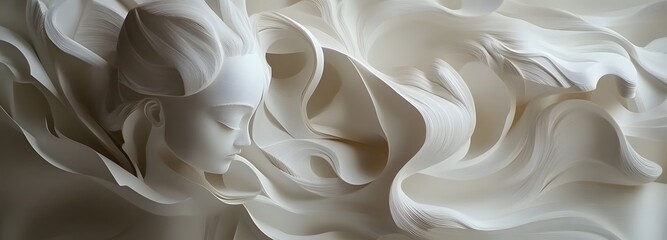 Obraz premium 16. A cascade of paper forms with detailed cuts and varying depths creating a fluid, three-dimensional design