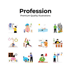 Pack of professions and occupations related illustrations