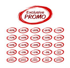 Set di risorse vettoriali per sconti, offerte speciali e promozioni sui prodotti in vendita.